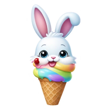 Baby bunny with ice cream  sticker