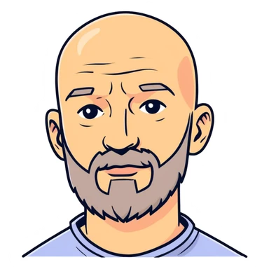 bald man with beard realistic sticker