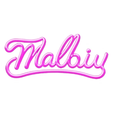 glowing pink neon sign that says "Malibu" in cursive  sticker