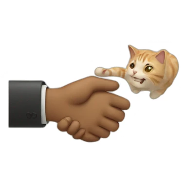 Cat hand shake with human hand sticker