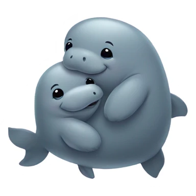 friendly animals - a chick hugging a manatee sticker