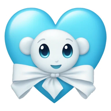 baby blue heart with a white bow sticker