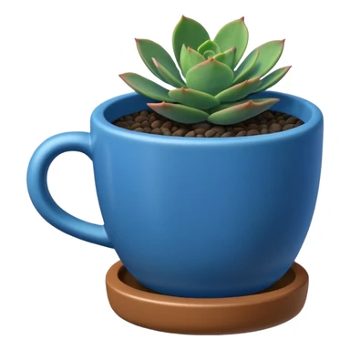 Desk Succulent Plant blue cup sticker