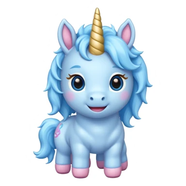 baby blue unicorn, chibi full body sticker