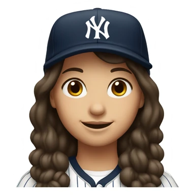 Smile brunette lady with Yankees cap sticker