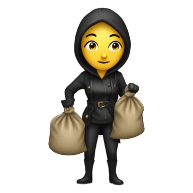woman thief full body with a sack full of money sticker