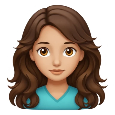 Make me a brunette girl, with brown (dark) eyes and long, wavy hair sticker