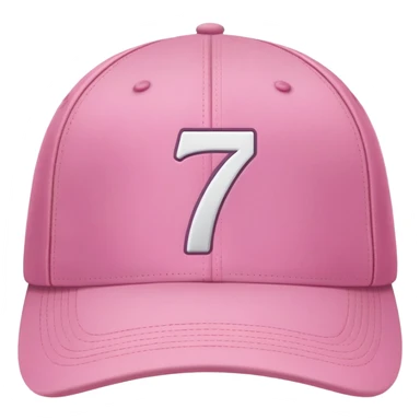 pink cap with number “7” on it sticker