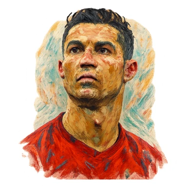 Cristiano Ronaldo iconic footballer portrait in artistic style sticker