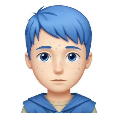 very handsome boy big blue eyes, scout boy with, blue hair  sticker