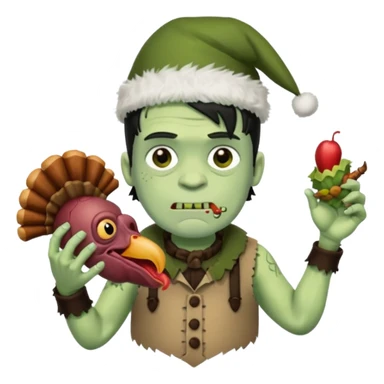 Frankenstein eating turkey sticker