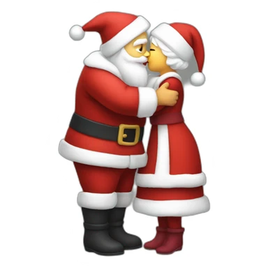 full body santa and mrs. claus kiss hug sticker