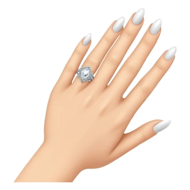 Platinum engagement ring with hand sticker