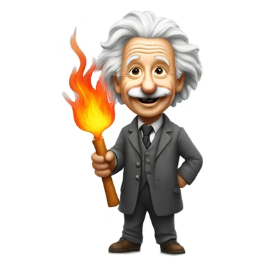 happy albert einstein holding fire in his hand sticker