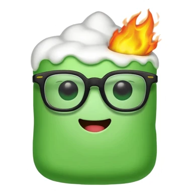 burning green marshmallow with ,glassess, just marshmallow sticker