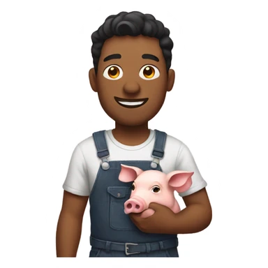 man holding a pig sticker