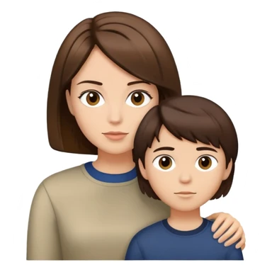 Mom brown stacked bob with boy dark hair sticker