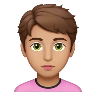 Pakistani boy  with hazel green eyes, brown hair slightly curly, and olive skin and masculine face, and pink lips sticker