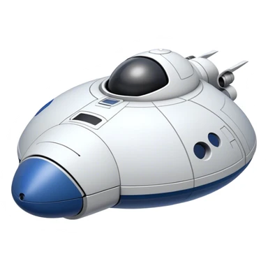  a simple spaceship with a rounded top and a flat or slightly cut-off bottom, similar to the CST-100 shape. Keep the design smooth and minimalistic, with no complex details. Use a plain background. sticker