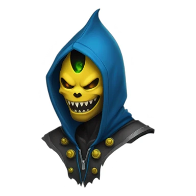 dominus badana hoodie with yello blue scary demon eyes sticker