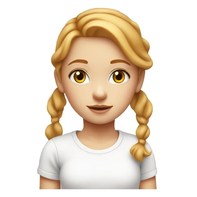 Strawberry blonde girl in white t shirt with central heterochromia eyes sticker