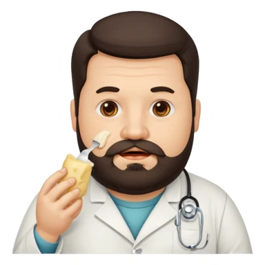 Fat doctor eating lard disgusting dark hair and beard sticker