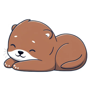 sleeping otter curled up sticker