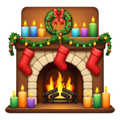 Christmas fireplace with decorations sticker
