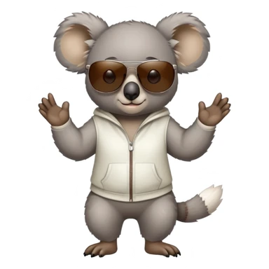 anthropomorphised koala in casual clothing, wearing dark sunglasses, fierce pose different stance sticker