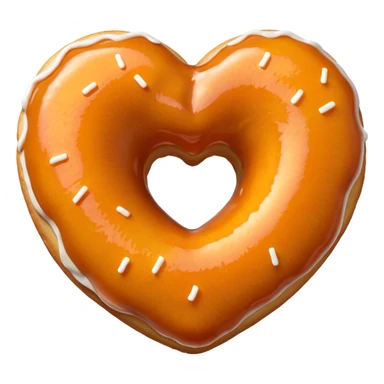Realistic isolated heart shaped donut with orange & glaze. sticker
