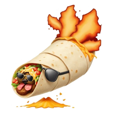 Make a burrito with sunglasses on cartwheeling into a valcano sticker