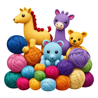 colorful yarn crochet toys and animals sticker