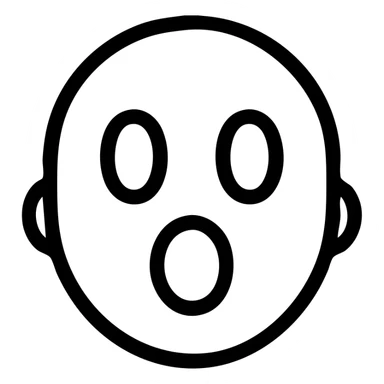 simple icon of a head with expressive features showing amazement, clear lines, dynamic pose sticker