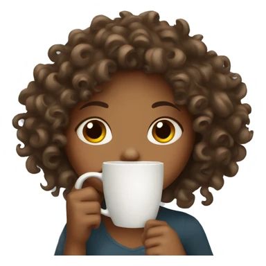 Curly girl drinking coffee sticker