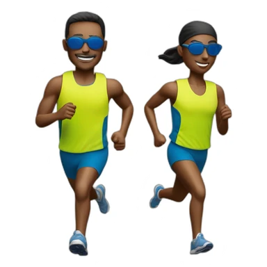 three runners running with cap a light Running Vest and a pair of sunglasses sticker