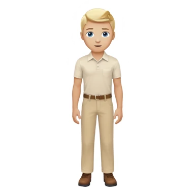 Blonde stuntman with blue eyes wearing a cream shirt and beige trousers sticker