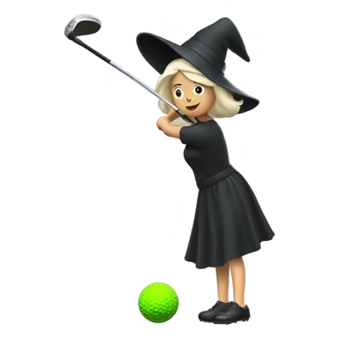 Witch swinging a golf driver sticker