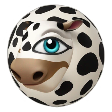 3d sphere with a cartoon Cow skin texture with Eye of Horus sticker