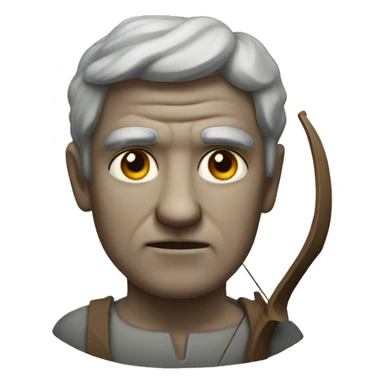 Stone faced man with a bow sticker