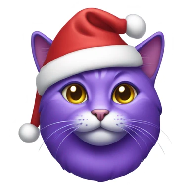 Purple cat wearing a Santa hat sticker