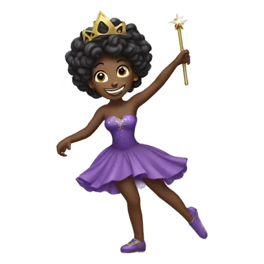 Black princess dancing with wand sticker