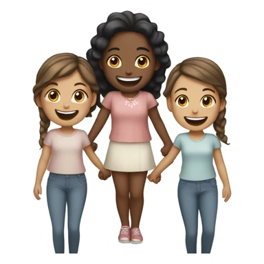 girls holding hands and laughing  sticker