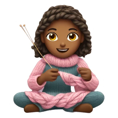Girl knitting  sticker