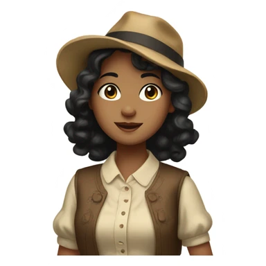 A artist  pretty girl with black wavy hair and brown eyes and vintage clothes  sticker