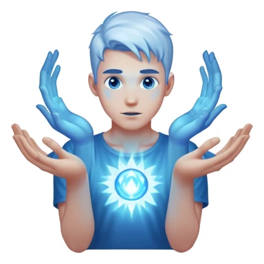 Necromancer man with a blue glowing aura floating in his hands sticker