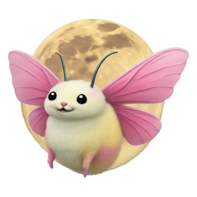 Fluffy Rosy maple moth moon tattoo sticker