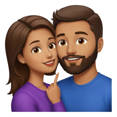 Brunette man with beard kissing brunette girl with medium length hair  sticker