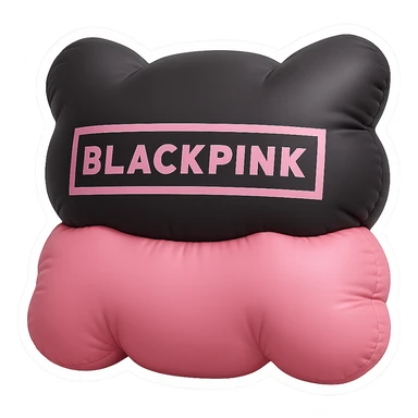 Convert to sticker style with a white border, keep the BLACKPINK-inspired cushion look. sticker