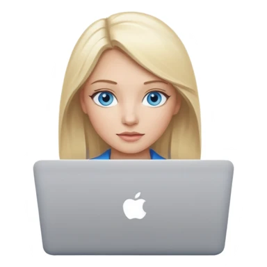 Change emoji of woman technologist with mac laptop (code U+1F469 U+1F3FB U+200D U+1F4BB) to blonde blue eyed. dont change other features sticker