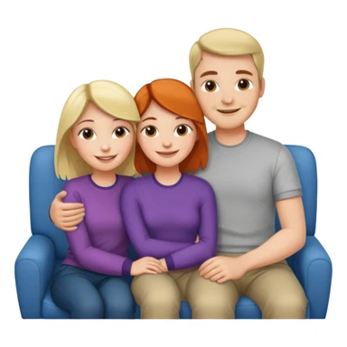 Women cuddling man on couch sticker